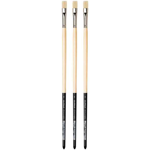 CHUNEO Synthetic Hog Bristle, Oil, Flat, Series 7129, Size 8, Pack of 3
