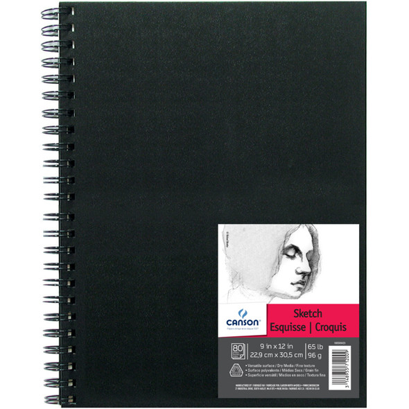 Artist Series Sketch Art Book, Black Cover, Wire Binding, 80 Sheet, 9x12 inch, 1 Count
