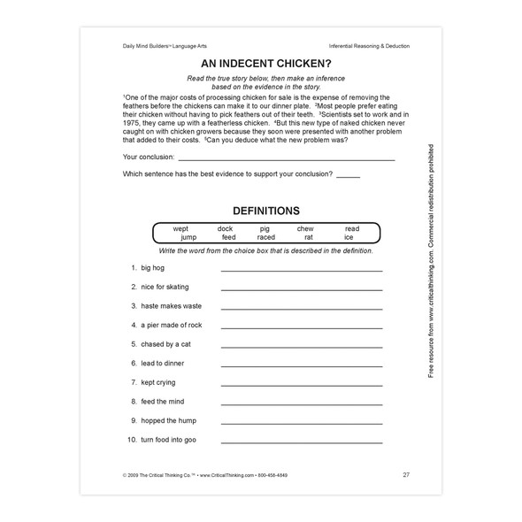 Daily Mind Builders™: Language Arts, Grade 5-12 Daily Mind Builders™: Language Arts, Grade 5-12