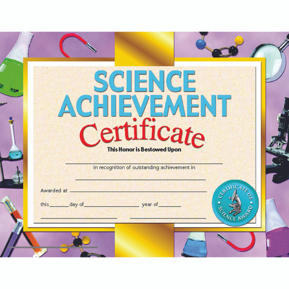 Science Achievement Certificate, 30 Per Pack, 3 Packs Science Achievement Certificate, 30 Per Pack, 3 Packs
