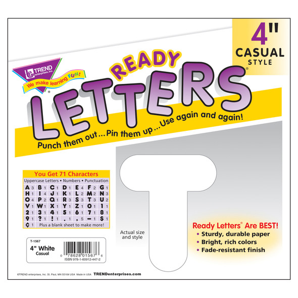 White 4" Casual Uppercase Ready Letters®, 6 Packs White 4" Casual Uppercase Ready Letters®, 6 Packs