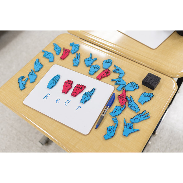 Magnetic Sign Language Letters, Red & Blue Colors, Assorted Sizes, 26 Pieces Per Pack, 2 Packs Magnetic Sign Language Letters, Red & Blue Colors, Assorted Sizes, 26 Pieces Per Pack, 2 Packs