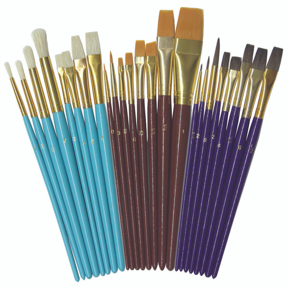 Deluxe Brush Assortment, Assorted Colors & Sizes, 24 Brushes