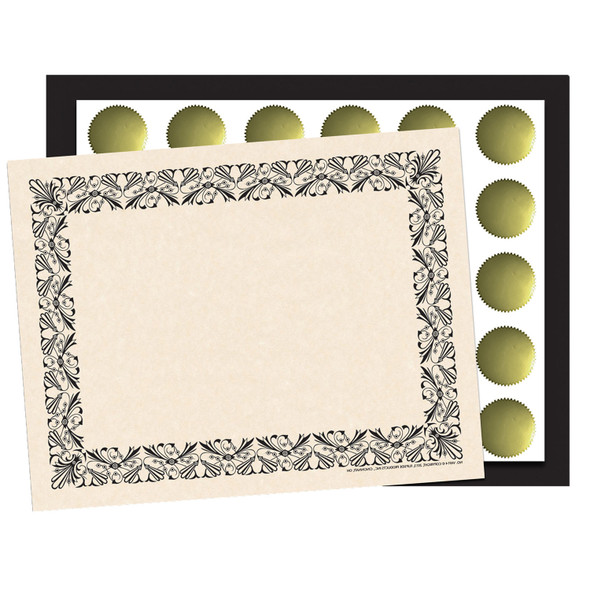 Art Deco Set - Black Border Paper, Plain Folders, Gold Seals Art Deco Set - Black Border Paper, Plain Folders, Gold Seals