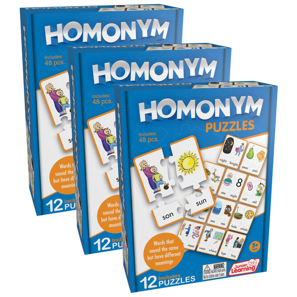 Homonym Puzzles, Pack of 3 Homonym Puzzles, Pack of 3