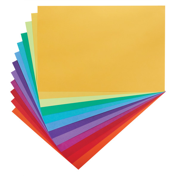 Construction Paper, Heavyweight, Color Wheel Assortment, 12 Vibrant Colors, 12" x 18", 72 Sheets Per Pack, 3 Packs