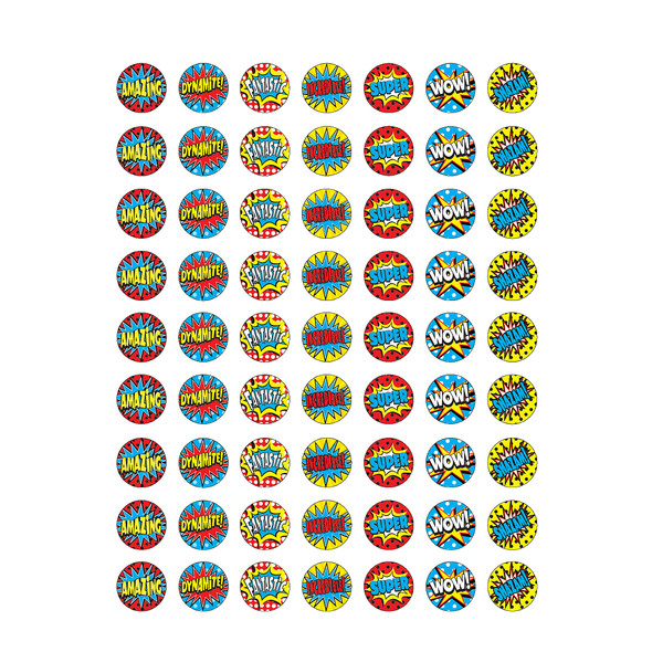 Superhero Mini Stickers, 0.5", 378 Per Pack, 12 Packs