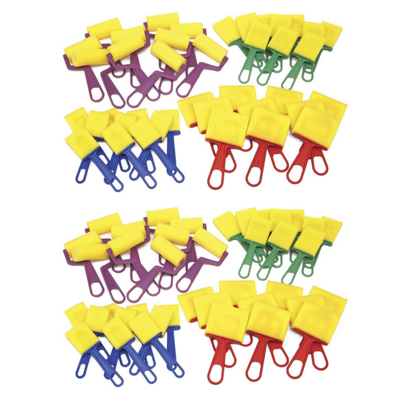 Foam Brush Classroom Pack, Assorted Colors & Sizes, 40 Pieces Per Pack, 2 Packs