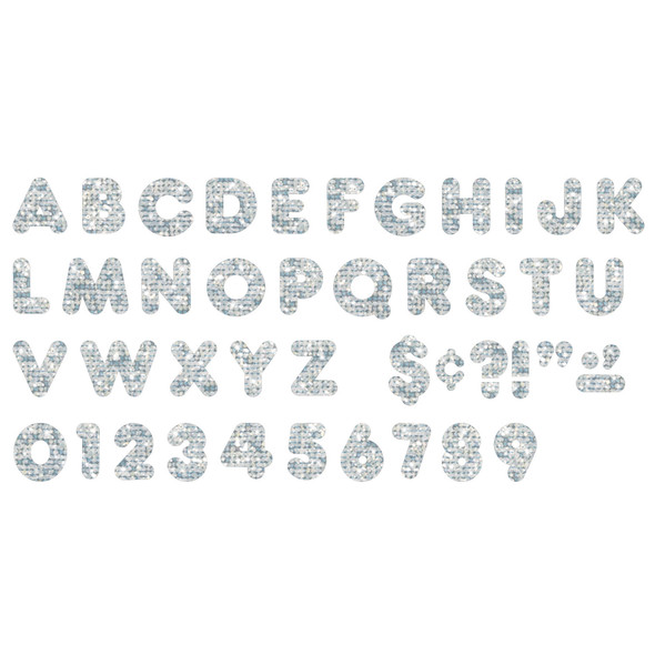 Silver Sparkle 4" Casual Uppercase Ready Letters®, 71 Per Pack, 3 Packs Silver Sparkle 4" Casual Uppercase Ready Letters®, 71 Per Pack, 3 Packs