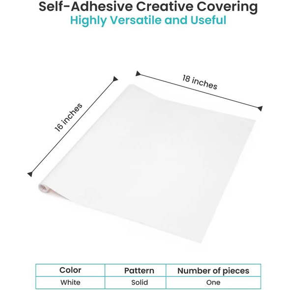 Creative Covering™ Adhesive Covering, White, 18" x 16 ft, Pack of 2 Creative Covering™ Adhesive Covering, White, 18" x 16 ft, Pack of 2