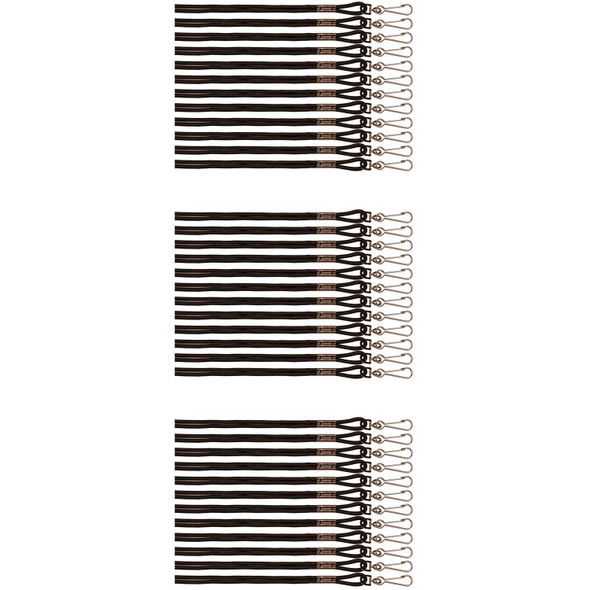 Lanyards, Black, Pack of 12 Per Pack, 3 Packs