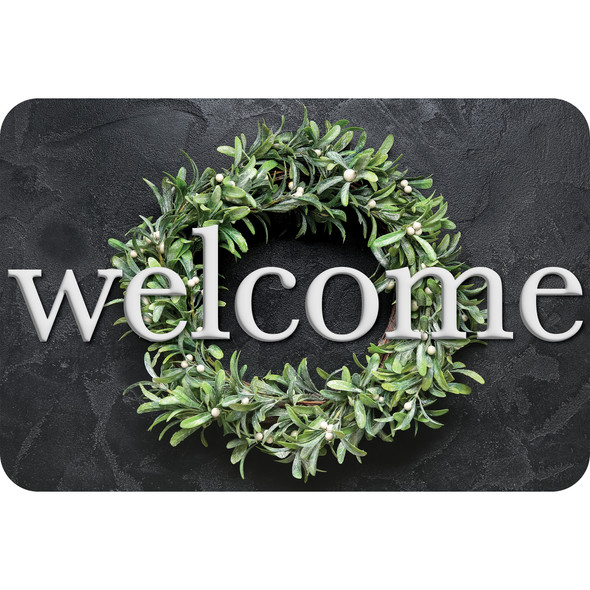 The Original Fun Mat™, Welcome Mat, 15.5" x 23.5", Slate Wreath Welcome