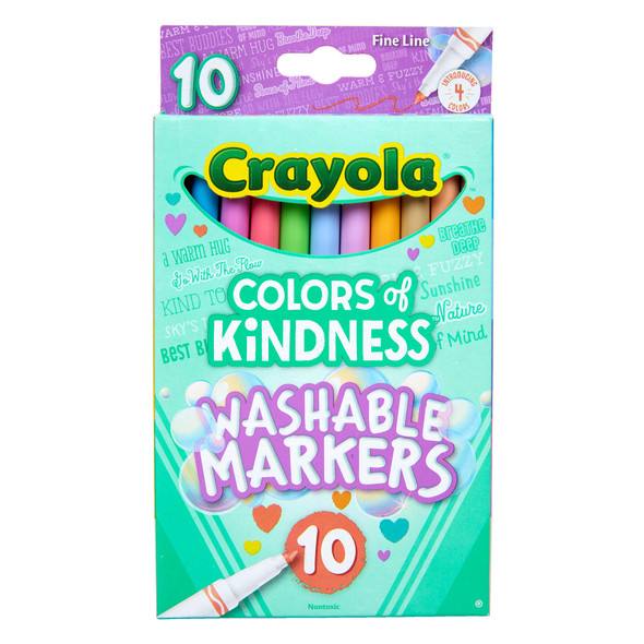Colors of Kindness Fine Line Washable Markers, 10 Per Pack, 6 Packs