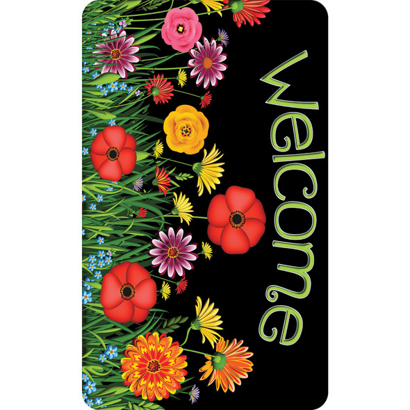 The Original Fun Mat™, Welcome Mat, 18" x 30", Wildflowers Welcome