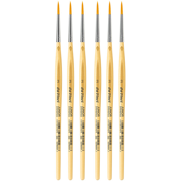JUNIOR Synthetics Student Brush, Synthetic, Tempera, Round, Series 303, Size 3, Pack of 6