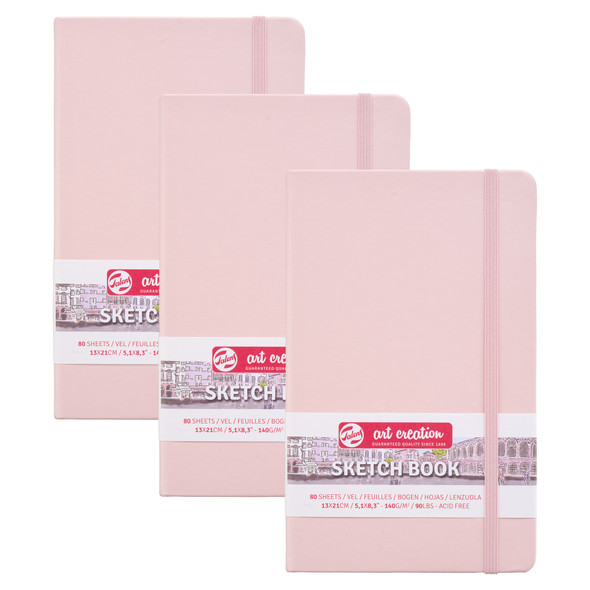 Sketchbook, 80 Sheets, 90lbs, Pastel Pink Cover, 5.1" x 8.3", Pack of 3