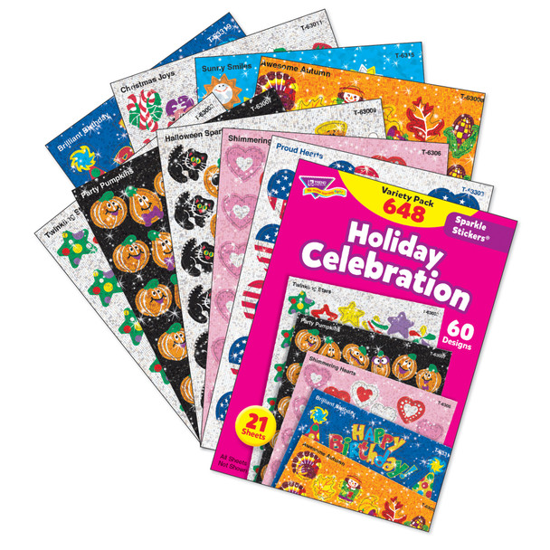 Holiday Celebration Sparkle Stickers® Variety Pack, 648 Per Pack, 2 Packs Holiday Celebration Sparkle Stickers® Variety Pack, 648 Per Pack, 2 Packs