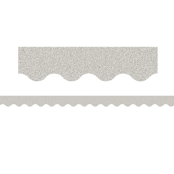 Silver Glitz Scalloped Border Trim, 35 Feet Per Pack, 3 Packs