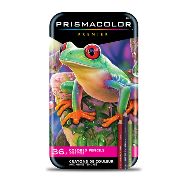 Premier Colored Pencils Tin, Soft Core, Assorted, 36 Count