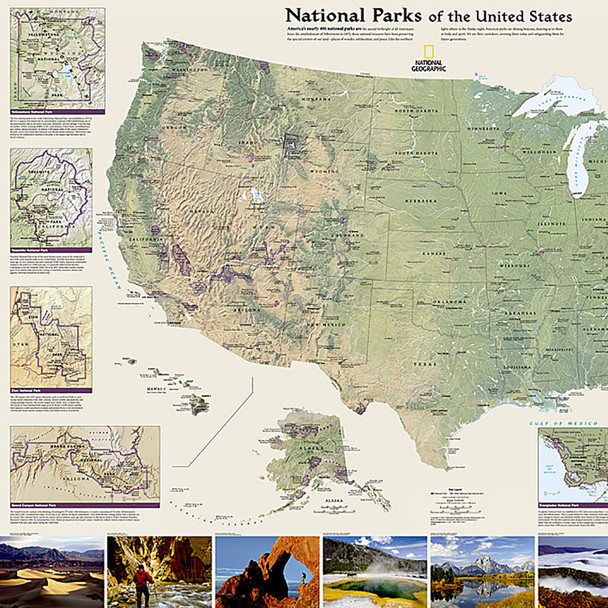 National Parks of the United States Map, Laminated, 42" x 30" National Parks of the United States Map, Laminated, 42" x 30"