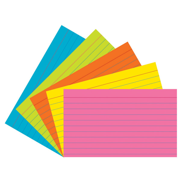 Index Cards, 5 Super Bright Assorted Colors, 0.25" Ruled, 3" x 5", 75 Cards Per Pack, 6 Packs Index Cards, 5 Super Bright Assorted Colors, 0.25" Ruled, 3" x 5", 75 Cards Per Pack, 6 Packs
