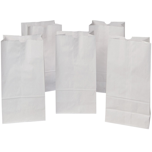 Kraft Bag, White, 7-1/8" x 4-3/8" x 14", 50 Bags