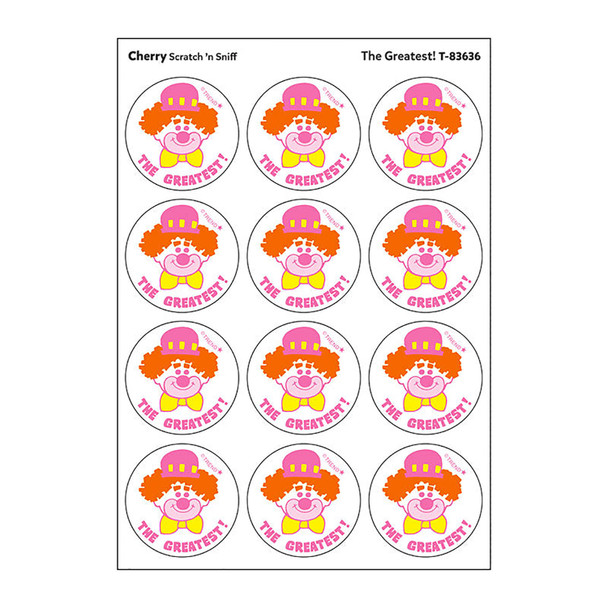 The Greatest!/Cherry Scent Retro Scratch 'n Sniff Stinky Stickers®, 24 Per Pack, 6 Packs