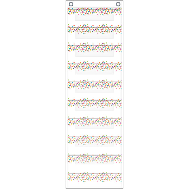 File Storage Pocket Chart, 10 Pockets, Confetti, 14" x 58"