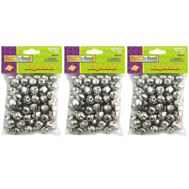 Jingle Bells, Silver, 5/8", 72 Per Pack, 3 Packs