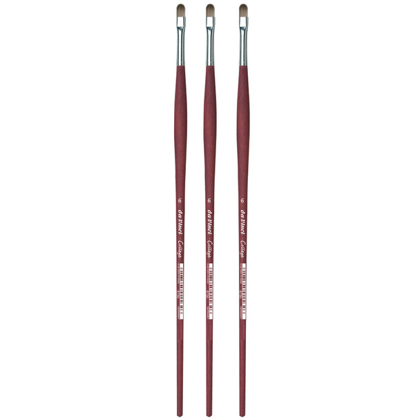 COLLEGE Student Brush, Synthetic, Acrylic & Oil, Filbert, Series 8750, Size 6, Pack of 3