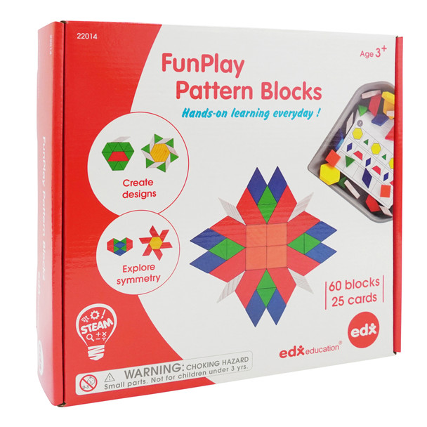 FunPlay Pattern Blocks - Set of 60 Wooden Math Manipulatives + 50 Activities + Messy Tray FunPlay Pattern Blocks - Set of 60 Wooden Math Manipulatives + 50 Activities + Messy Tray