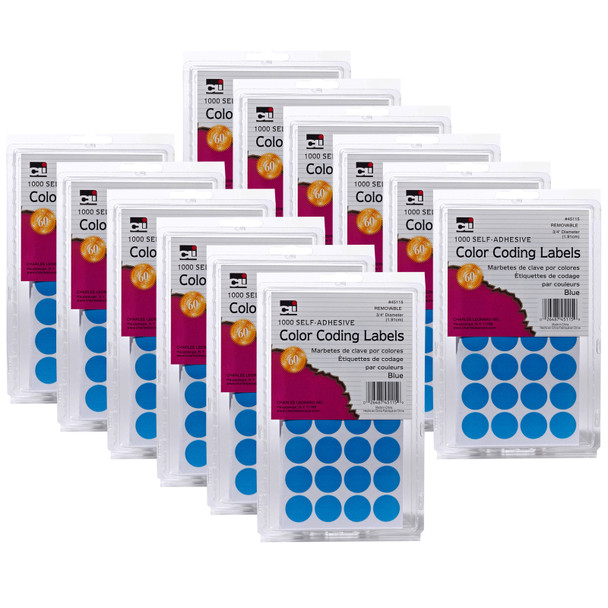 Color Coding Labels, 3/4", Blue, 1000 Per Pack, 12 Packs