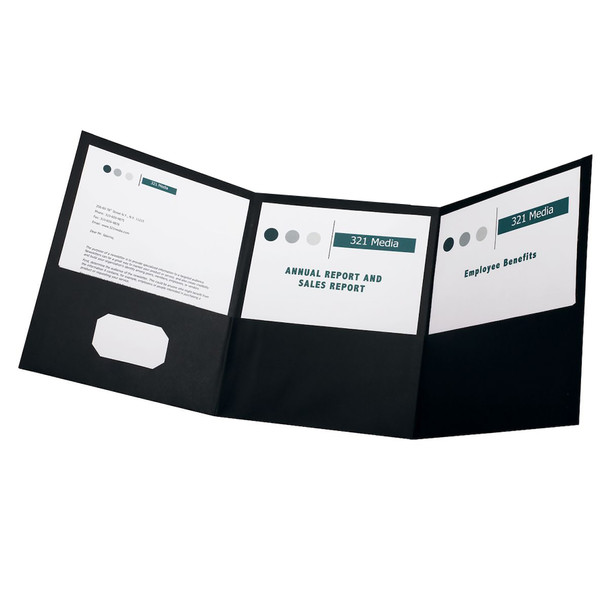 Paper Tri Fold Pocket Folder, Black, Pack of 20 Paper Tri Fold Pocket Folder, Black, Pack of 20