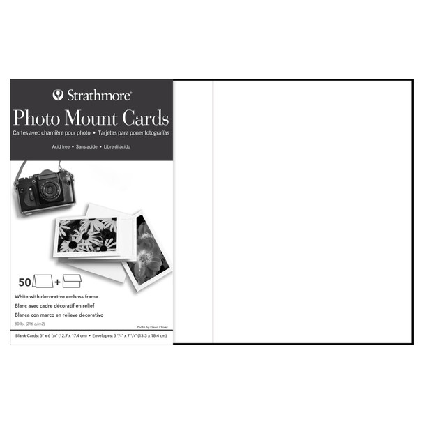 Photo Mount Cards & Envelopes, Decorative Embossed Border, 5x6.875 inch, 50 Pack