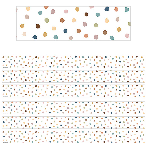 Everyone is Welcome Painted Dots Straight Border Trim, 35 Feet Per Pack, 6 Packs