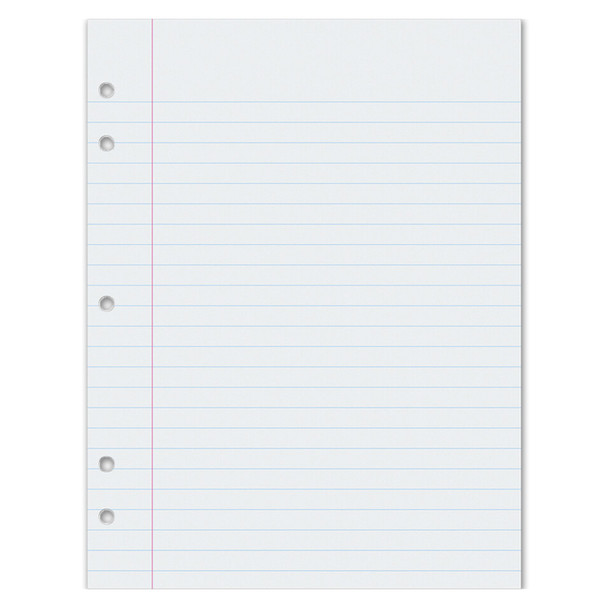 Composition Paper, White, 5-Hole Punched, Red Margin, 3/8" Ruled, 8" x 10-1/2", 500 Sheets Per Pack, 2 Packs Composition Paper, White, 5-Hole Punched, Red Margin, 3/8" Ruled, 8" x 10-1/2", 500 Sheets Per Pack, 2 Packs