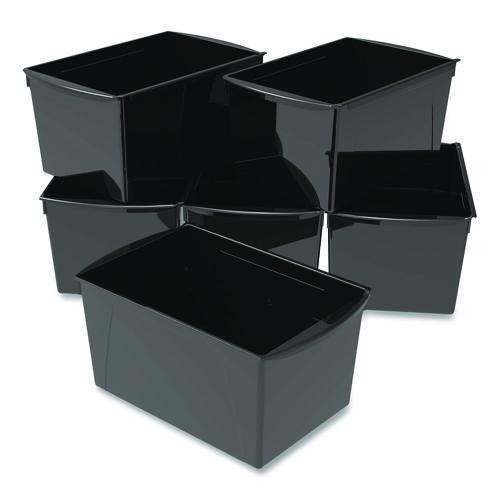 Wide Book Bin, Black, Set of 6