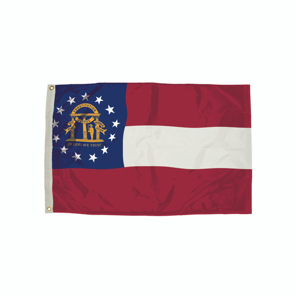 Durawavez Nylon Outdoor Flag with Heading & Grommets, Georgia, 3ft x 5ft