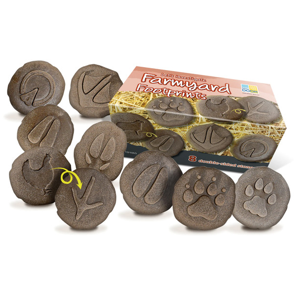 Let's Investigate Farmyard Footprints Stone, Pack of 8 Let's Investigate Farmyard Footprints Stone, Pack of 8