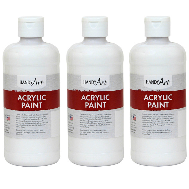 Acrylic Paint 16 oz, Titan White, Pack of 3