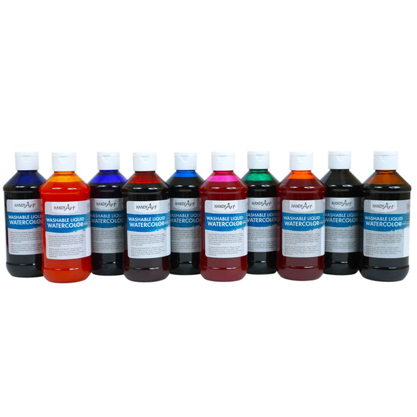 Washable Liquid Watercolors, 8oz, 10-Color Basic Kit