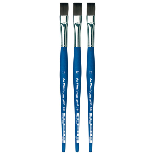 FORTE BASIC Student Brush, Synthetic, Acrylic, Flat, Series 394, Size 12, Pack of 3