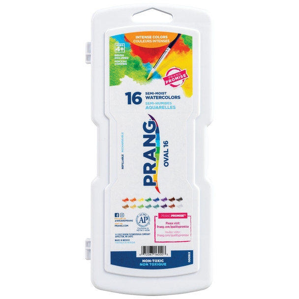 Watercolors, Oval Pans, 16 Color Set with Brush, Set of 2