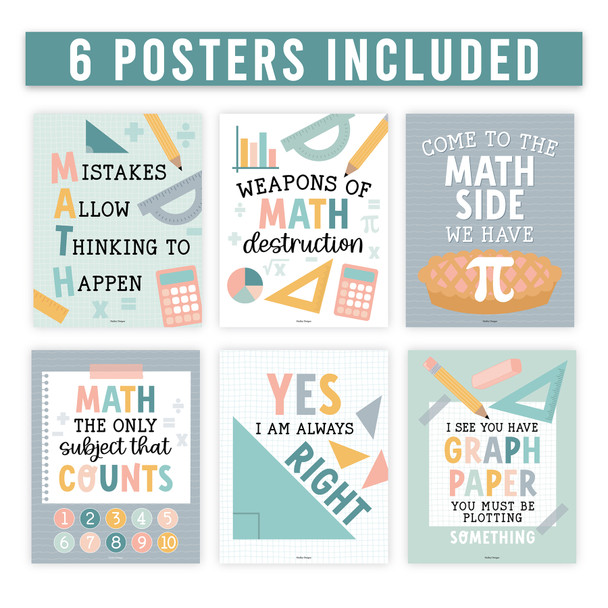 Boho Math Bulletin Board Classroom Decor Posters, Set of 6 Boho Math Bulletin Board Classroom Decor Posters, Set of 6