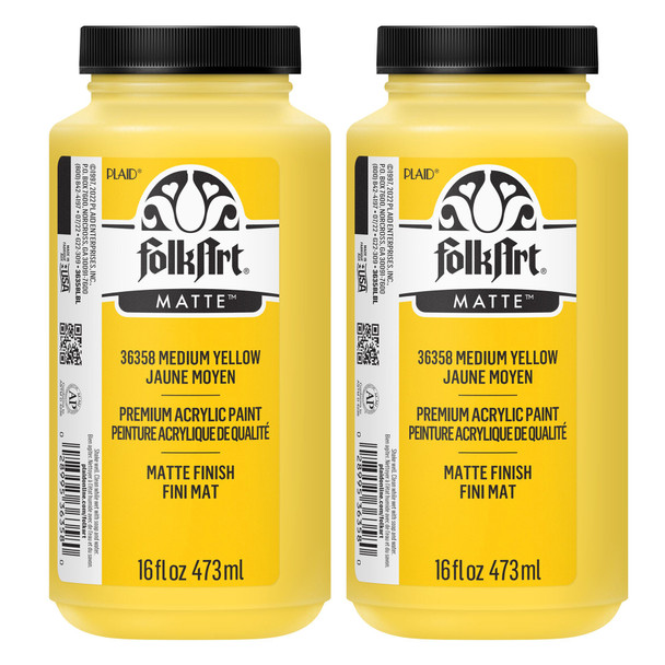 Acrylic Paint Matte, 16oz., Medium Yellow, Pack of 2 Acrylic Paint Matte, 16oz., Medium Yellow, Pack of 2