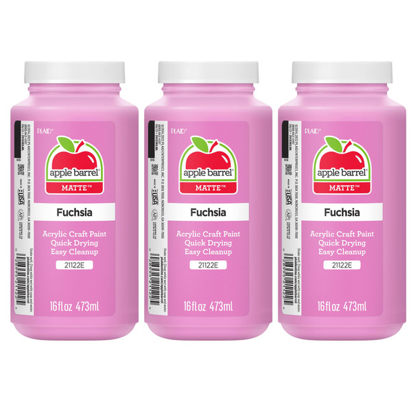 Acrylic Paint Matte, 16oz., Fuchsia, Pack of 3