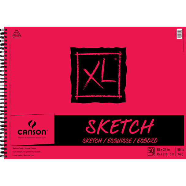 XL Series Sketch Pad, Side Wire Binding, 50 Sheet, 18x24 inch, 1 Count