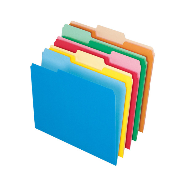 Two-Tone Color File Folders, Letter Size, Assorted Colors, 1/3 Cut, Box of 100