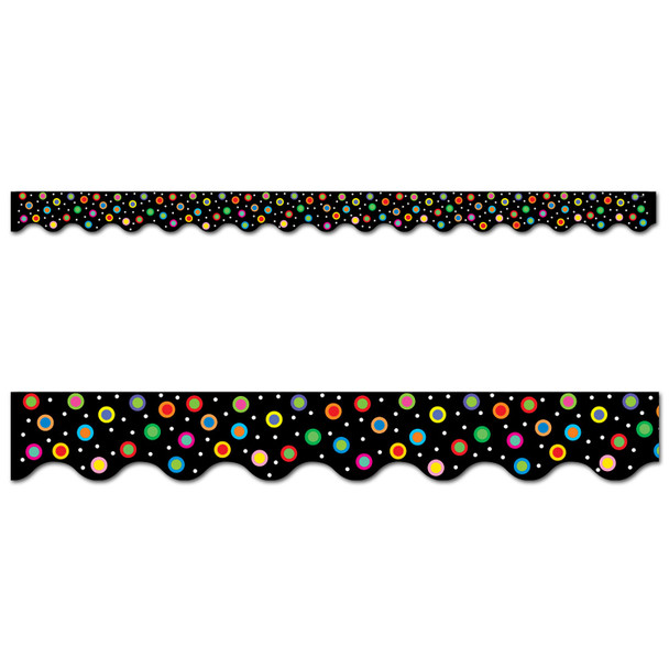 Dots on Black Wavy EZ Border, 48 Feet Per Pack, 3 Packs Dots on Black Wavy EZ Border, 48 Feet Per Pack, 3 Packs