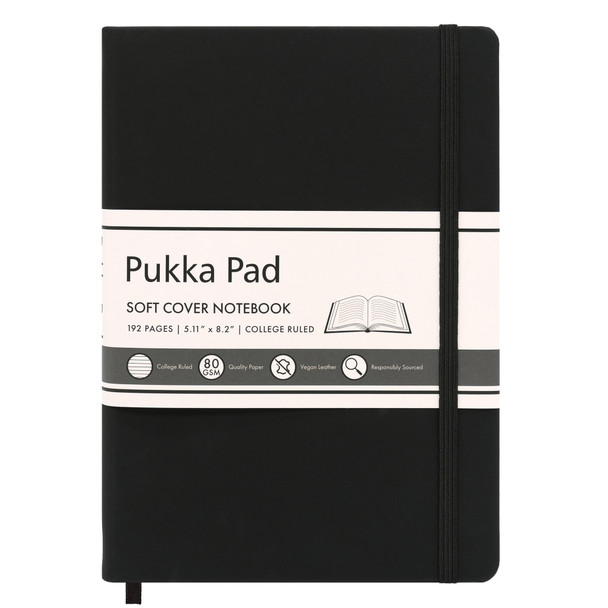 Pukka Soft Cover A5 College Ruled - Black, Pack of 3
